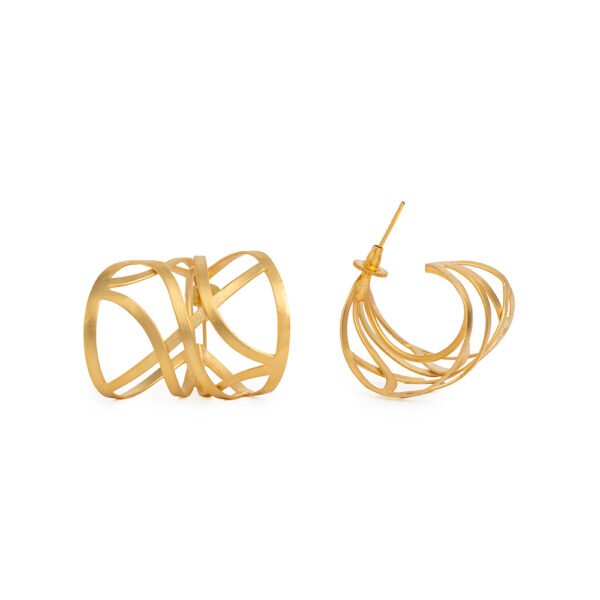 Delicate 24k gold-plated minimalist hoops, showcasing their sleek, fine-line design