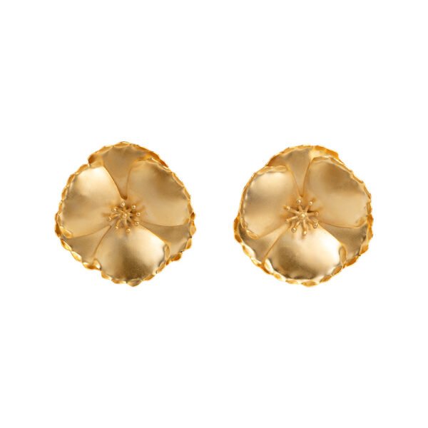 Elegant Gold-Plated Floral Earrings, handcrafted with intricate detailing