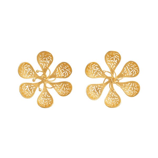 24k Gold Clematis Earrings with floral design