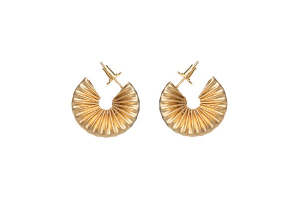 Giana Earrings - Golden fan-shaped pleated design