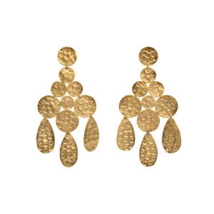 Luxury Gold Earrings - 24k gold-plated hammered design with cascading elegance