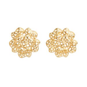 "Luxury Gold Floral Earrings with 24k gold-plated petals and intricate filigree design"