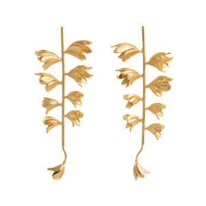 Handmade Gold Earrings with Bluebell Design