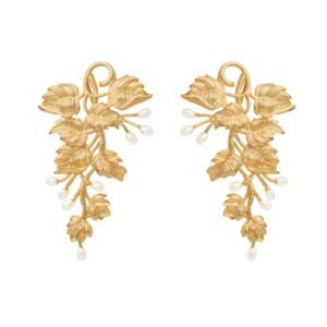 24k gold-plated pearl earrings Fiano de Perla nature-inspired design