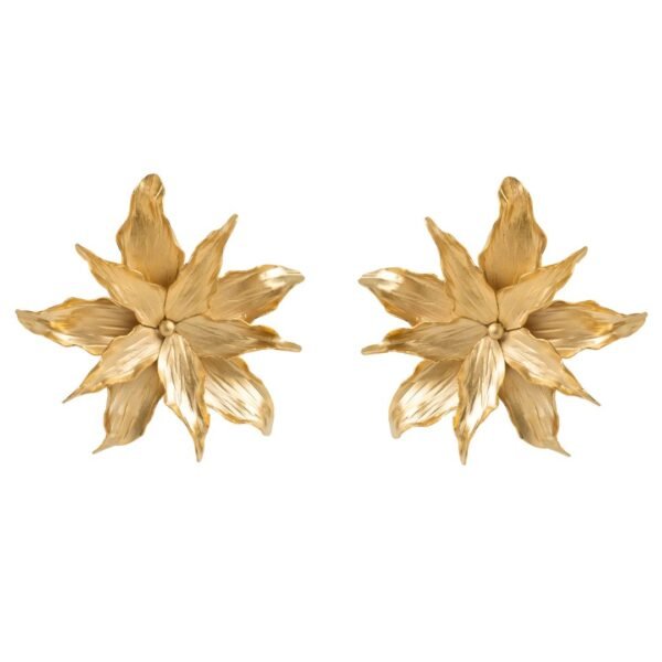 Star flower earrings for women with 24k gold-plated petals, featuring a celestial floral design.