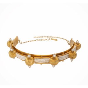 Faustina choker necklace with gold-plated orbs and pearls