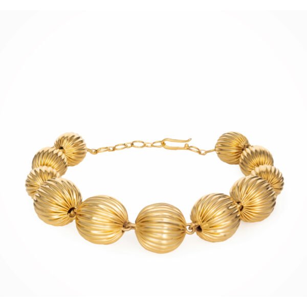 24k Gold-Plated Bracelet with Ribbed Detailing - Aquila Collection