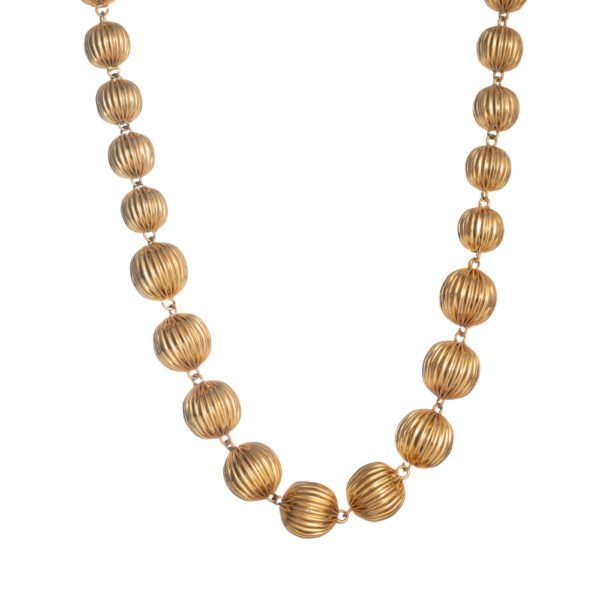 Gold Plated Bead Necklace featuring 24k gold-plated beads with a textured finish.