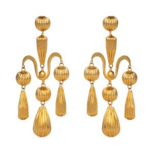 Valentina earrings 24k gold tiered design” or “Luxury 24k gold tiered earrings”