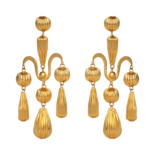 Valentina earrings 24k gold tiered design” or “Luxury 24k gold tiered earrings”